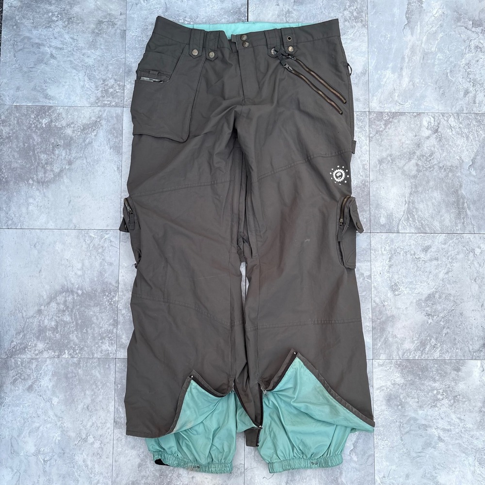 B by Burton Womens Snowboard Pants Large Brown Olive Cargo Ski Winter Trousers